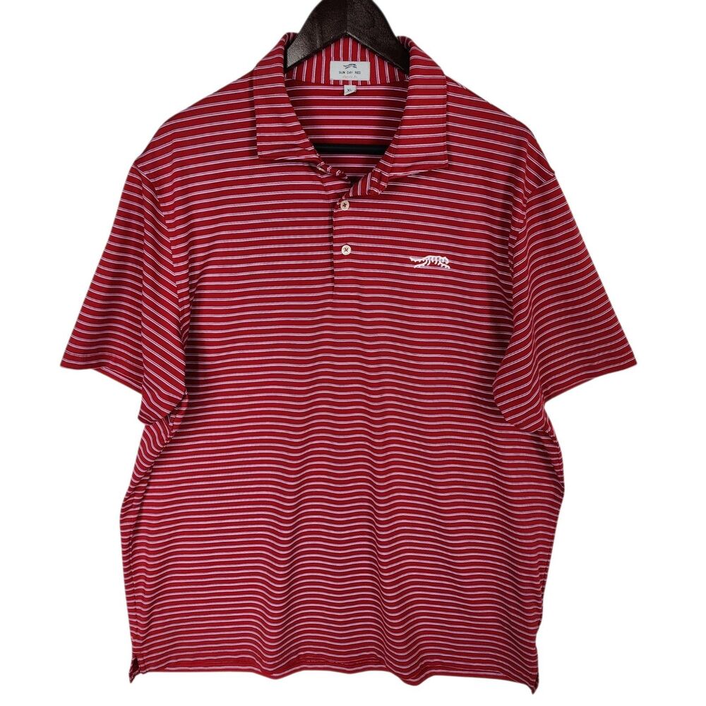 Sun Day Red Heritage Stripe Polo II Men’s XL Red White Tiger Logo Classic Fit